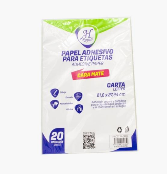 PAPEL ETIQUETA CARA MATE